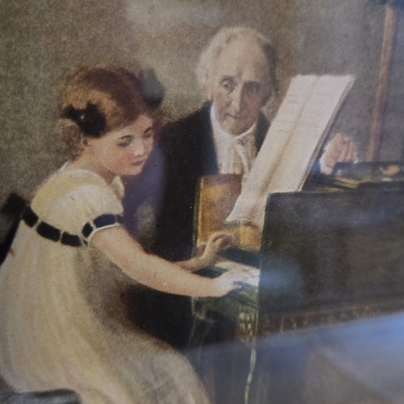 Vintage Style Framed Art Print The First Music Lesson Cottagecore Wall Decor - Picture 2 of 7